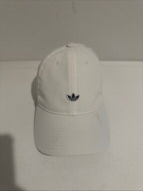 adidas White Trefoil Logo Cap with Black Emblem